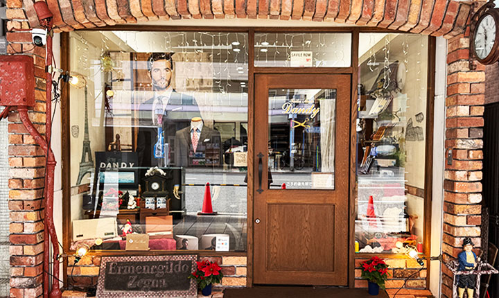 テーラーダンディ大阪の店舗正面　フルオーダーメイドスーツの高級老舗仕立て屋